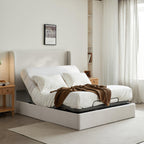 Caron Adjustable Wingback Bed Bundle Set - Queen Size.