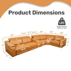 6-Piece Modular Leather Sofa for Living Room.