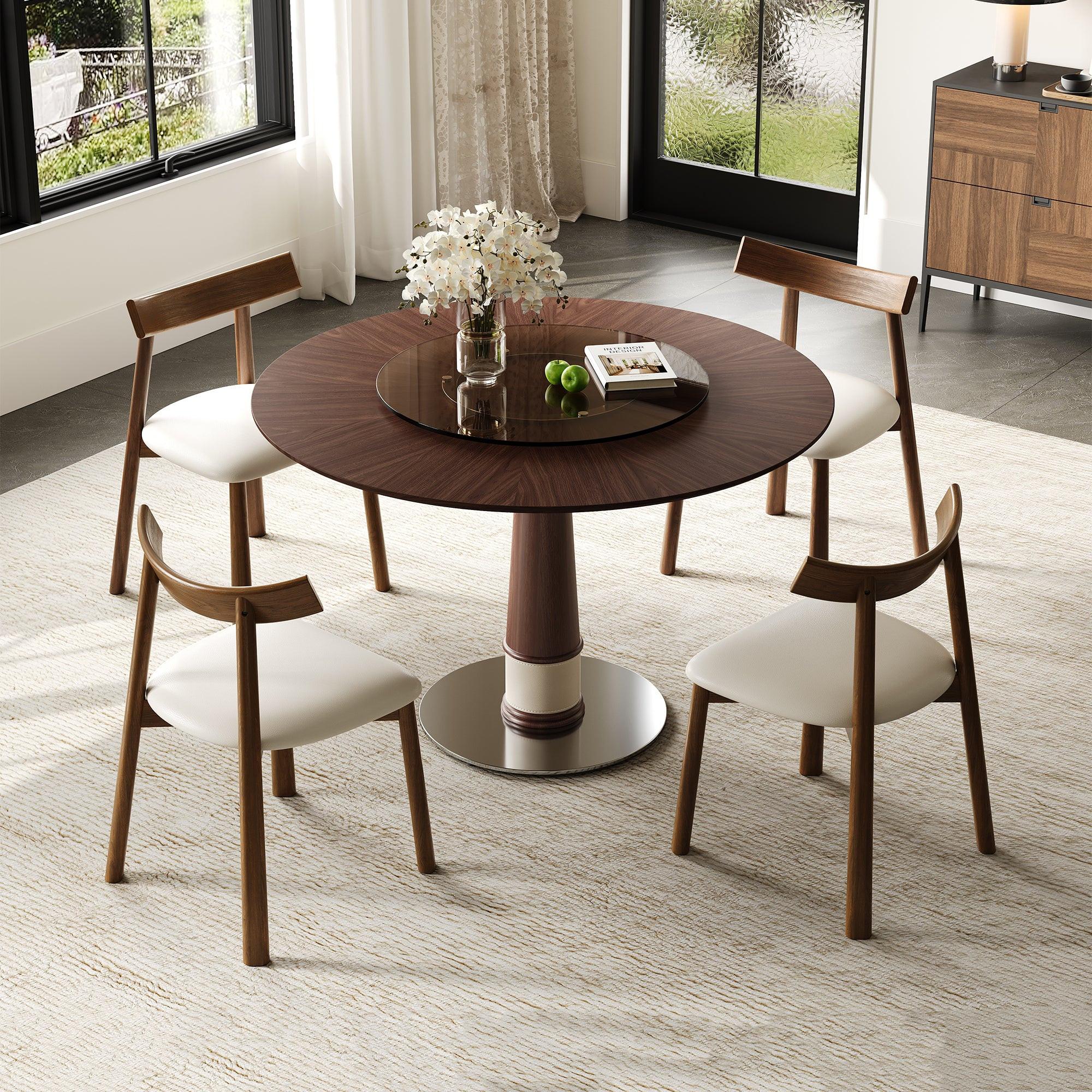 47 Inch Solid Wood Dining Table Set with 4 Chairs.