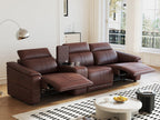 4-Piece Modular Leather Sofa Set with Cup Holders.