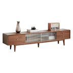 Solid Red Oak TV Cabinet with Glass Doors and Storage.