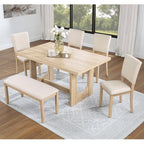 6 Piece Dining Table Set with Bench for Dining Room.