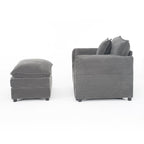 Chenille Recliner Chair with Movable Ottoman for Comfort.
