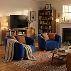 FX-P55-1S-RB1-2PCS Luxurious Quilted Blue Armchair.