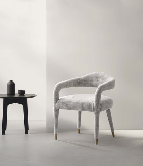 Aspen Upholstered Tweed Armchair in Silver Lining