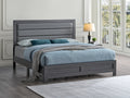 Plano Gray Full Bed with Padded Faux Leather Headboard