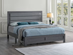 Plano Gray Full Bed with Padded Faux Leather Headboard