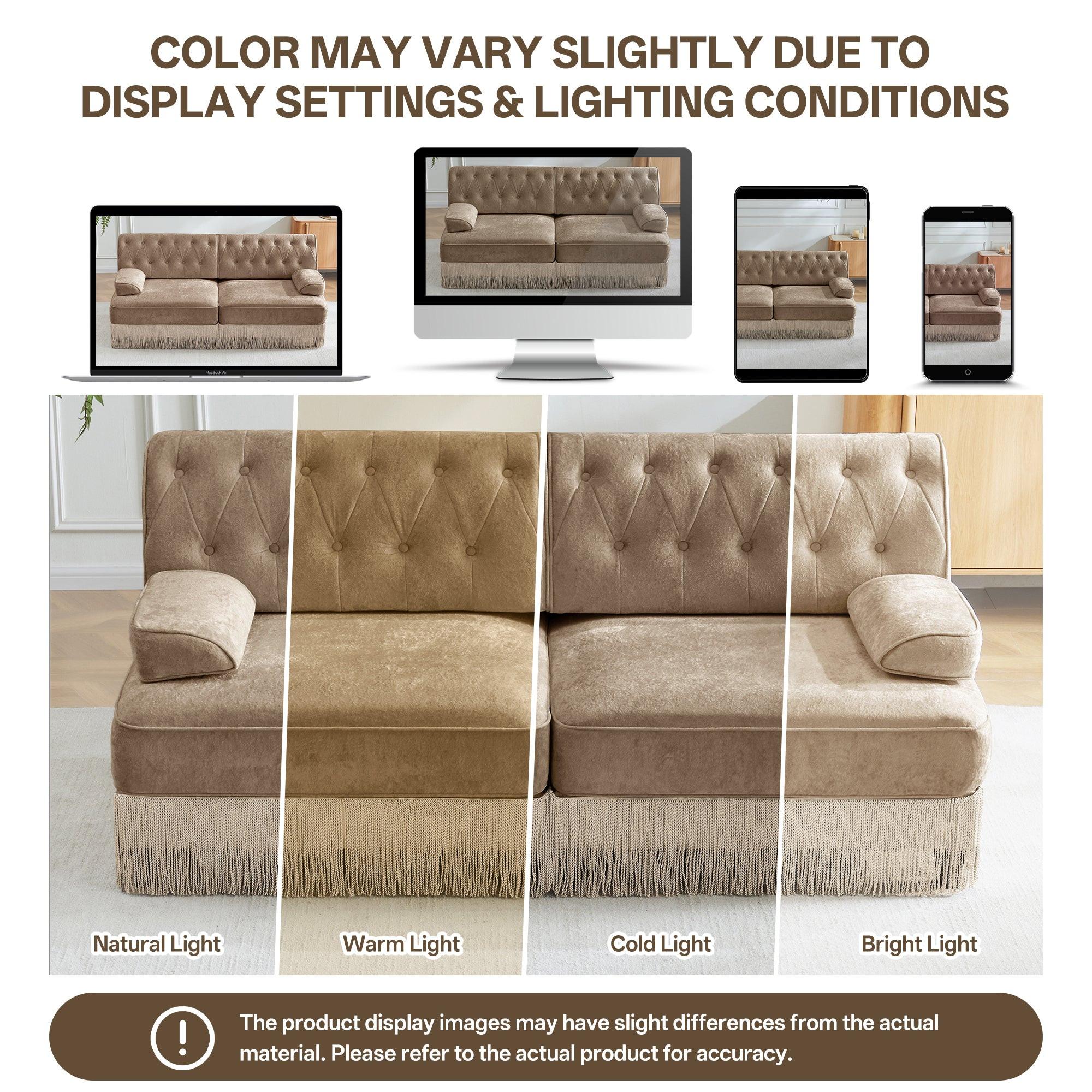 3-Seater Pet-friendly Velvet Sofa with Tassel Fringe Skirt.