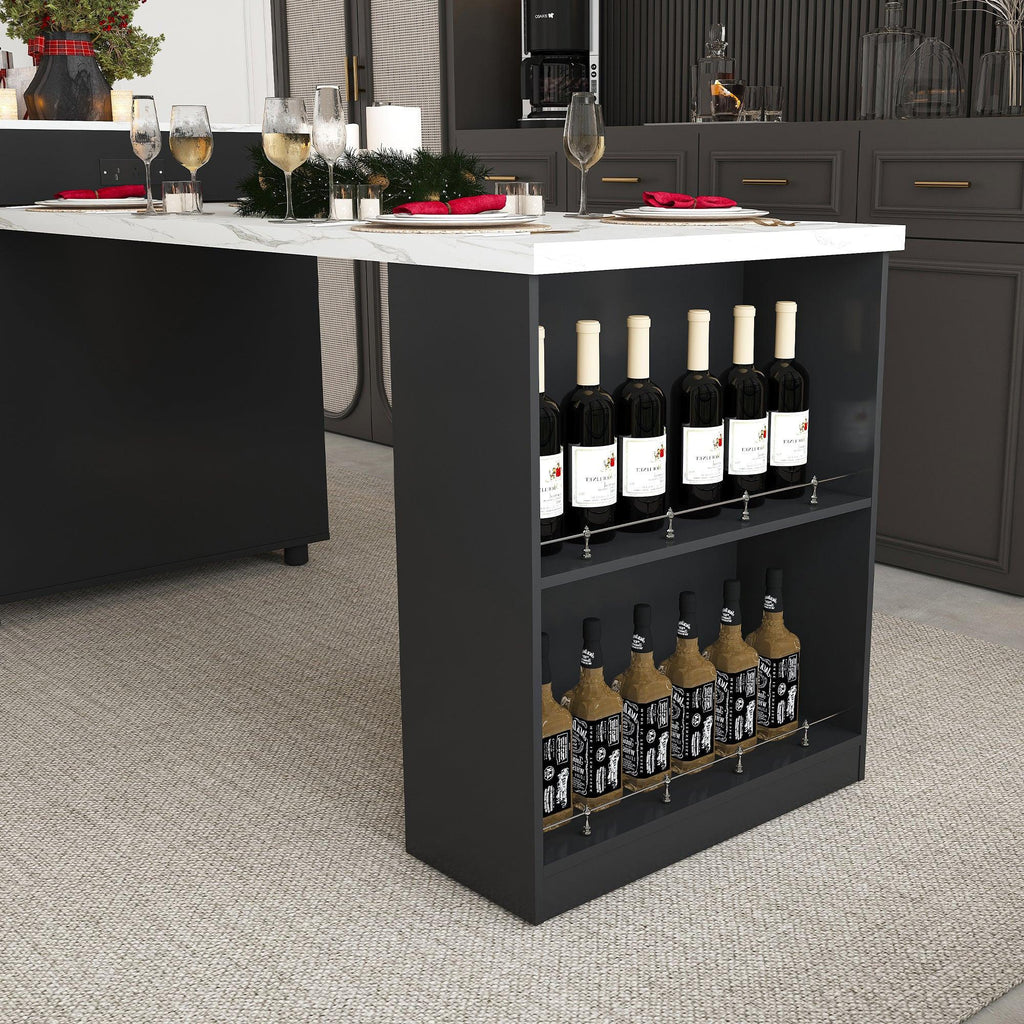 Expandable Kitchen Island with Power Outlet & Storage.