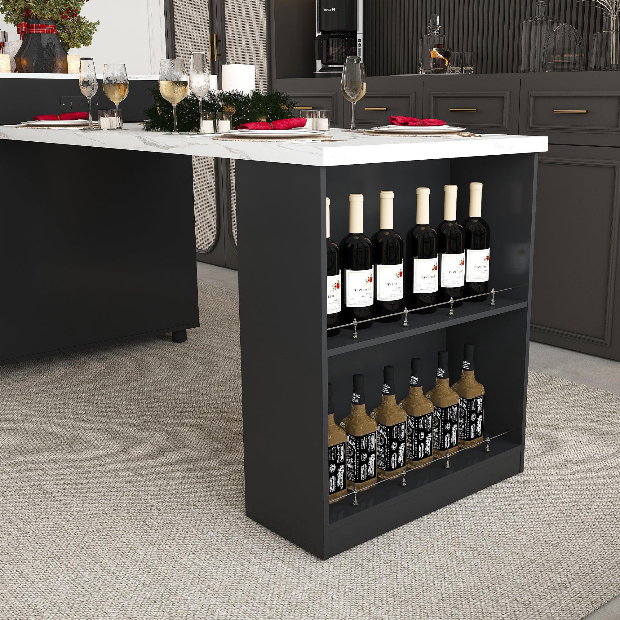 Expandable Kitchen Island with Power Outlet & Storage.