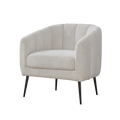 Modern Upholstered Chenille Vanity Barrel Accent Chair with Metal Legs, Channel Tufted Lounge Chair, Ivory