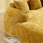 Yellow Chenille L-Shaped Sofa with Comfort and Style.