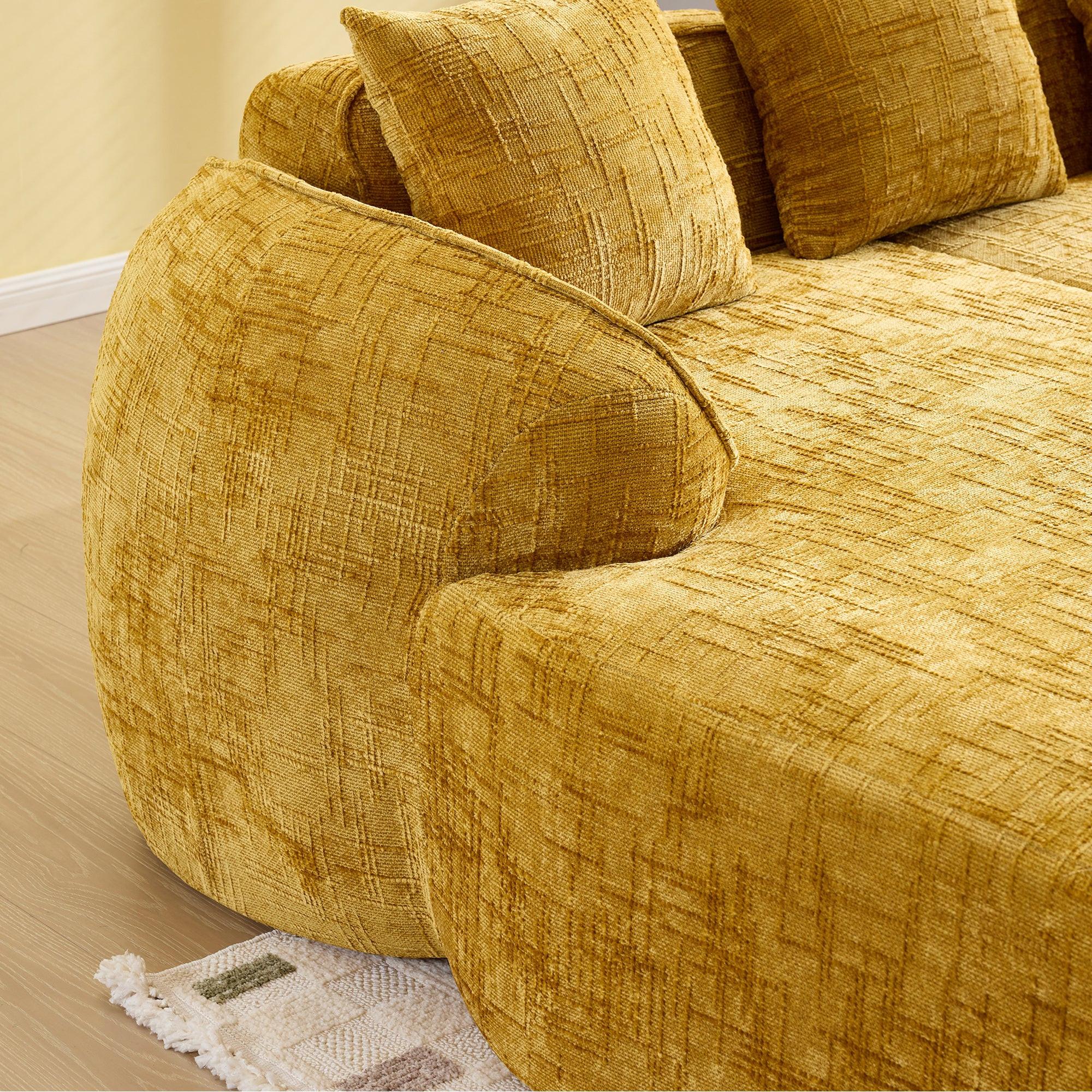 Yellow Chenille L-Shaped Sofa with Comfort and Style.