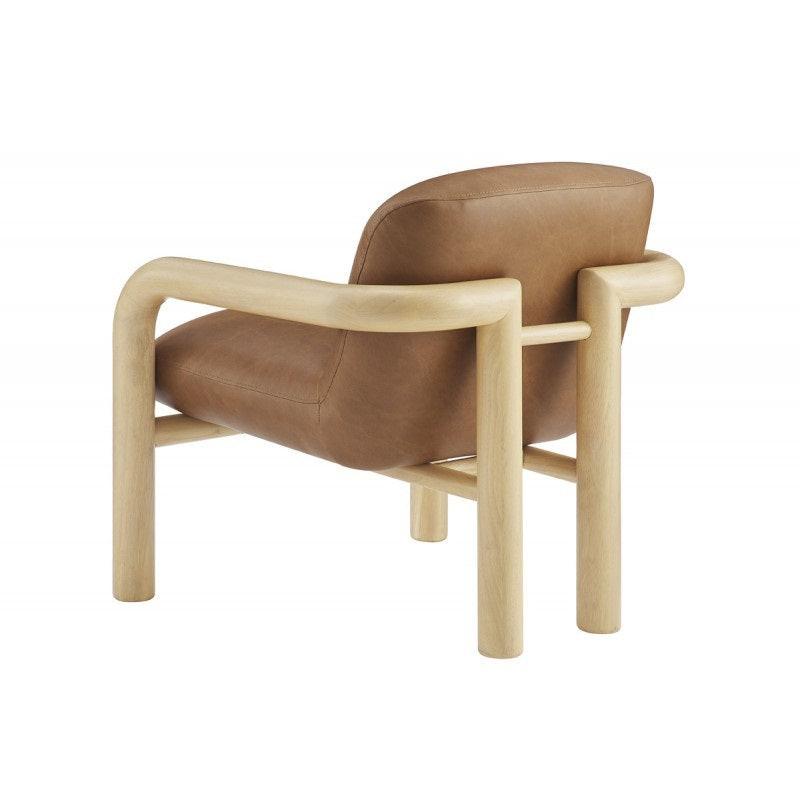 Accent Chair with Wood Frame - Modern Faux Leather Armchair.