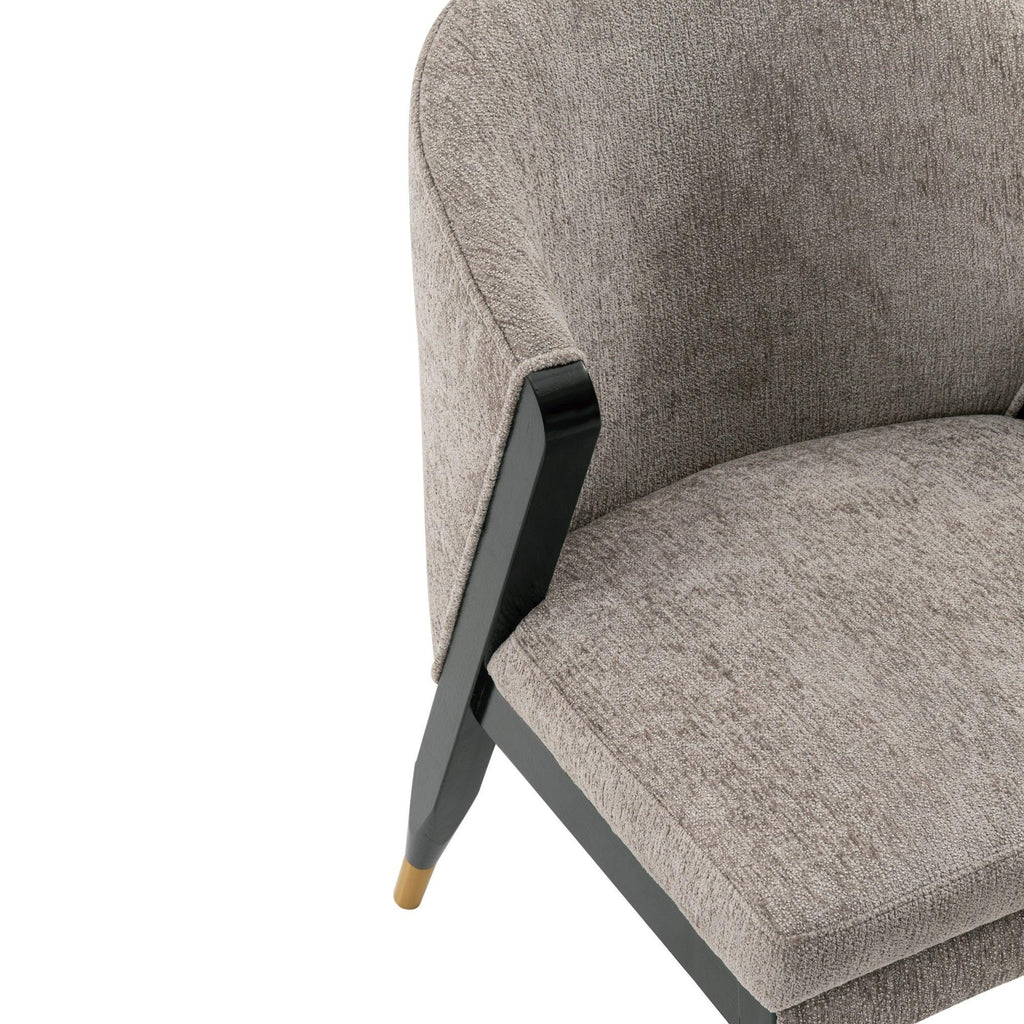 Ola Wood Chenille Dining Chair in Stone.