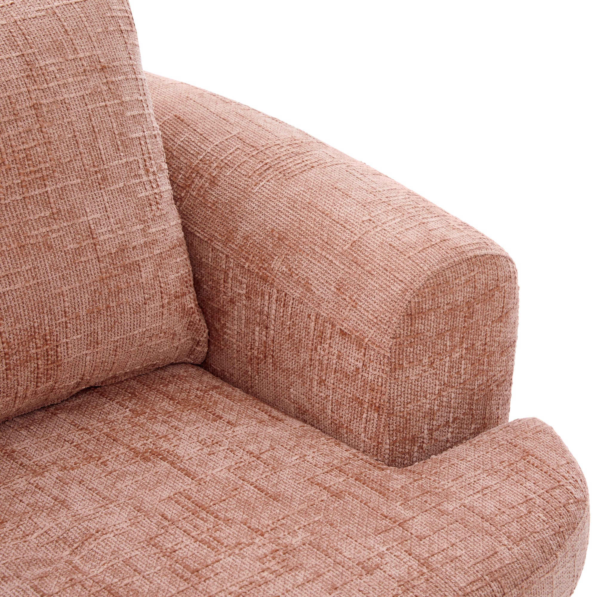 Modern Pink Swivel Barrel Chair with 360° Rotation and Dual-Layer Cushion for Living Room, Bedroom, Office, 36.6' Round Accent Chair in Chenille