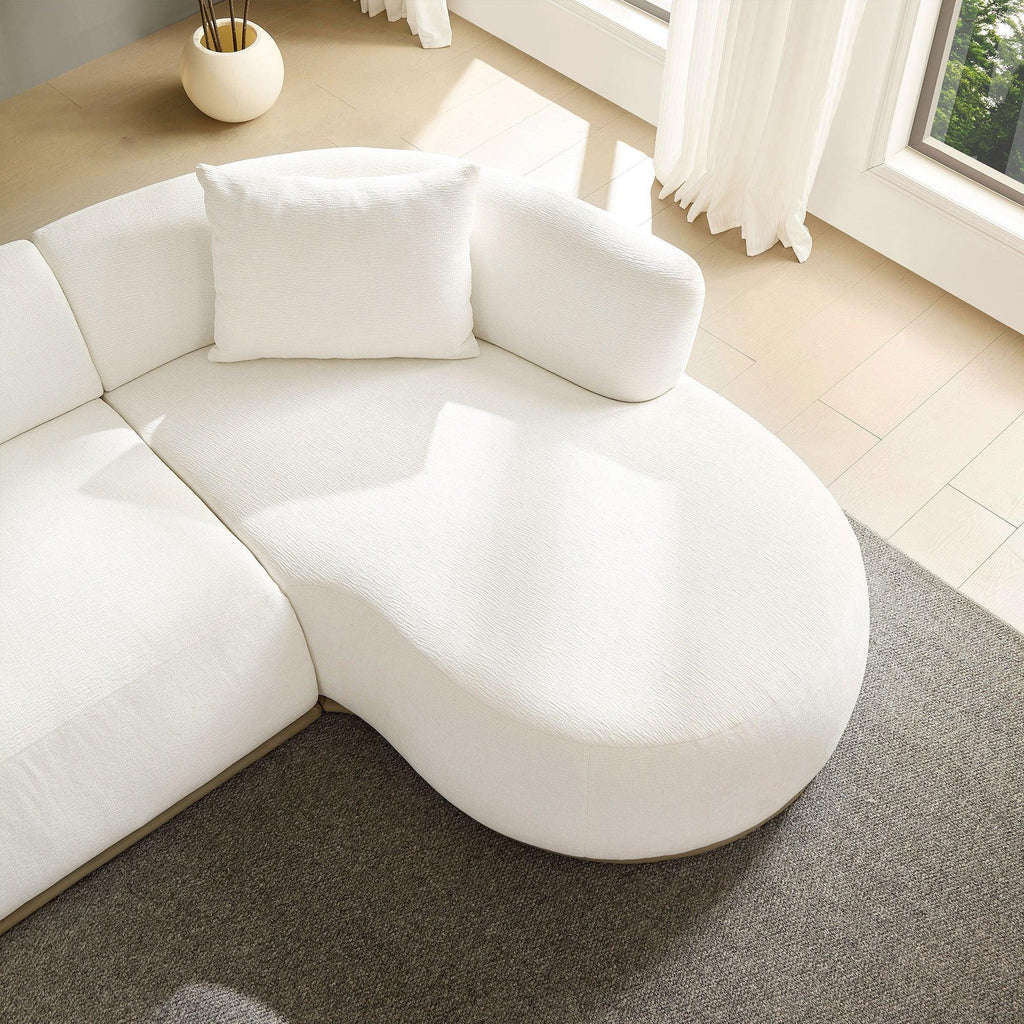 Oversized L-Shape Sectional Sofa with Right Chaise in Beige.