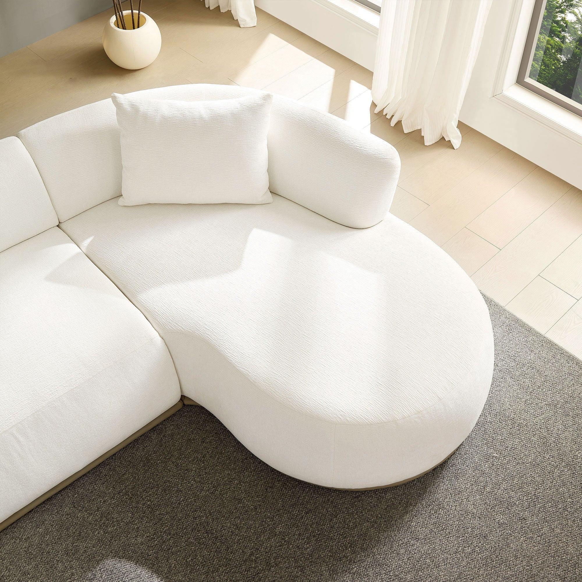 Oversized L-Shape Sectional Sofa with Right Chaise in Beige.