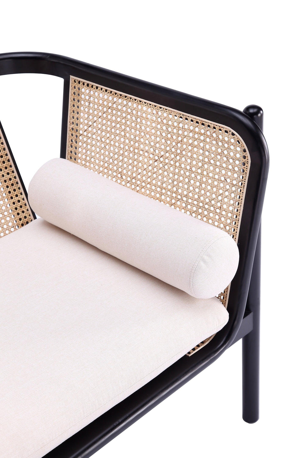 Versailles Cane Wood Accent Armchair in Cream.