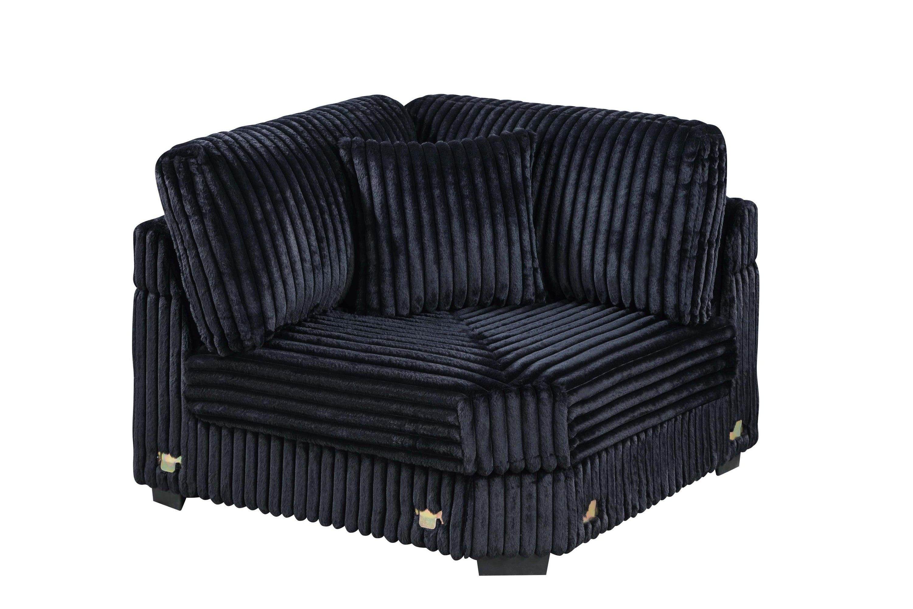 Modular Sectional Sofa Set with USB - Contemporary Black Design.