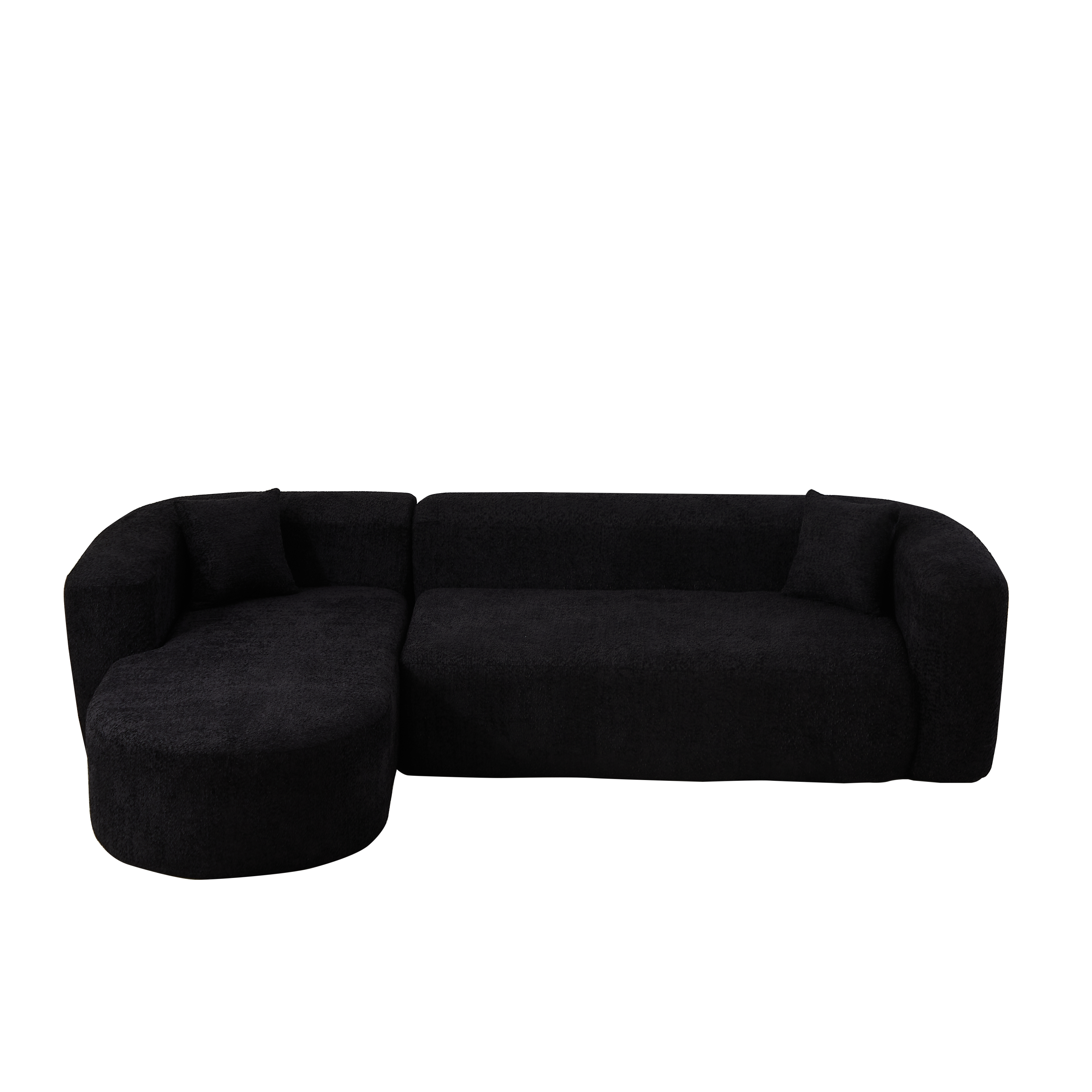 Modular Sectional Sofa with Curved Back & Chenille Fabric.