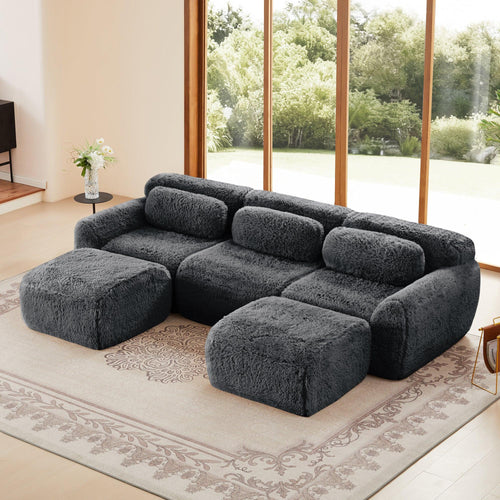 Modular Sofa with Chaise - Dark Grey.