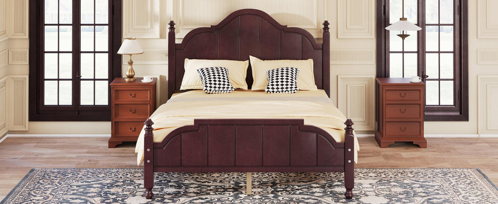 Full Size Wooden Bed Frame with Headboard, Easy Assembly.