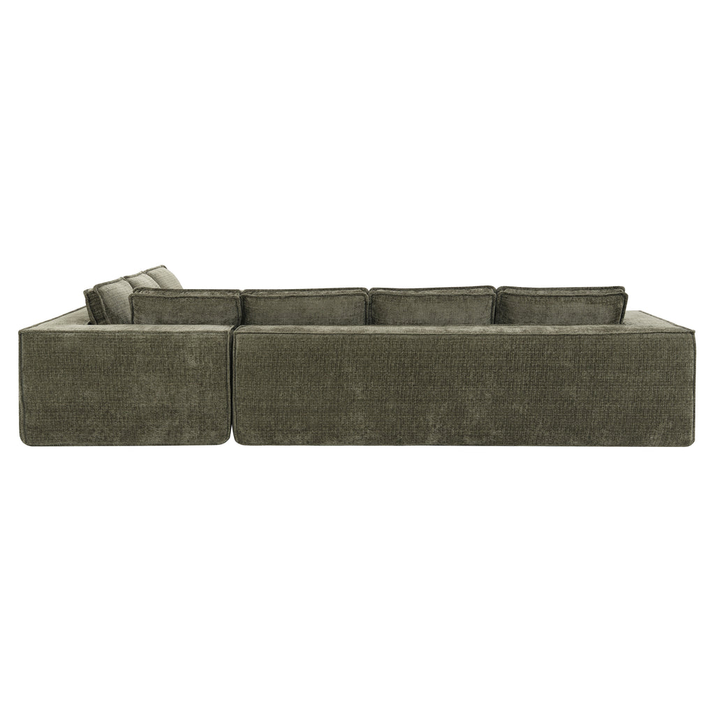 Back view of the chenille sectional sofa showing its modular construction and clean lines suitable for modern interiors.