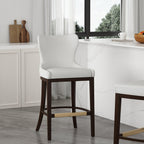 Blair Wood Upholstered Barstool in White.