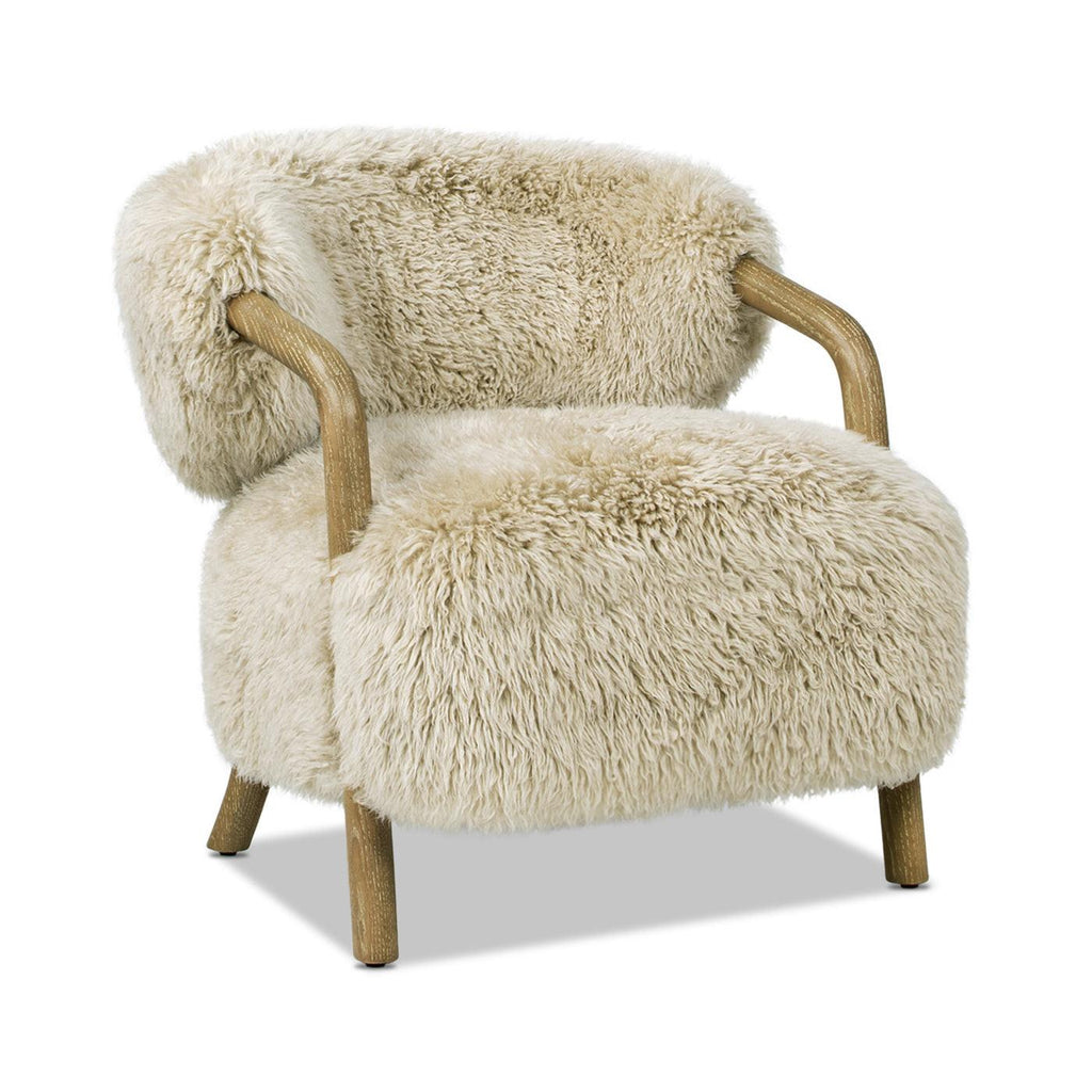Becker 33' Sheepskin Accent Arm Chair in Taupe Beige.