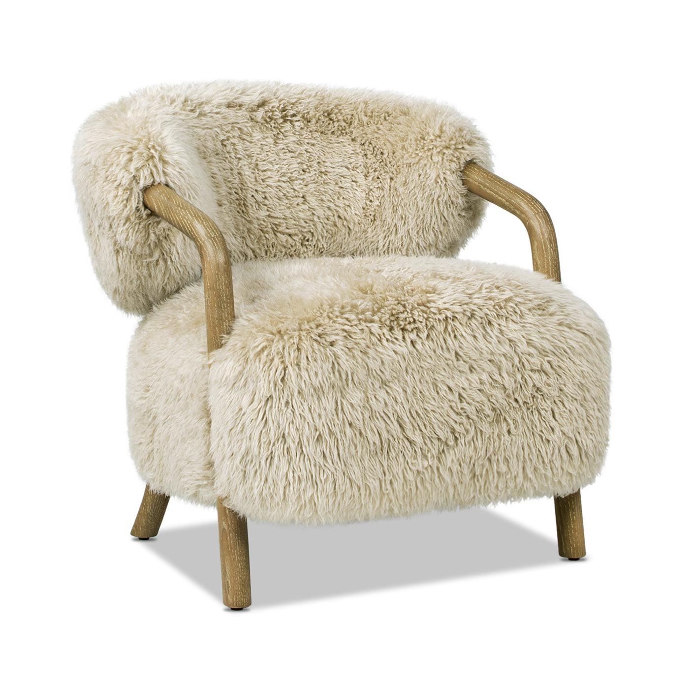 Becker 33' Sheepskin Accent Arm Chair in Taupe Beige.