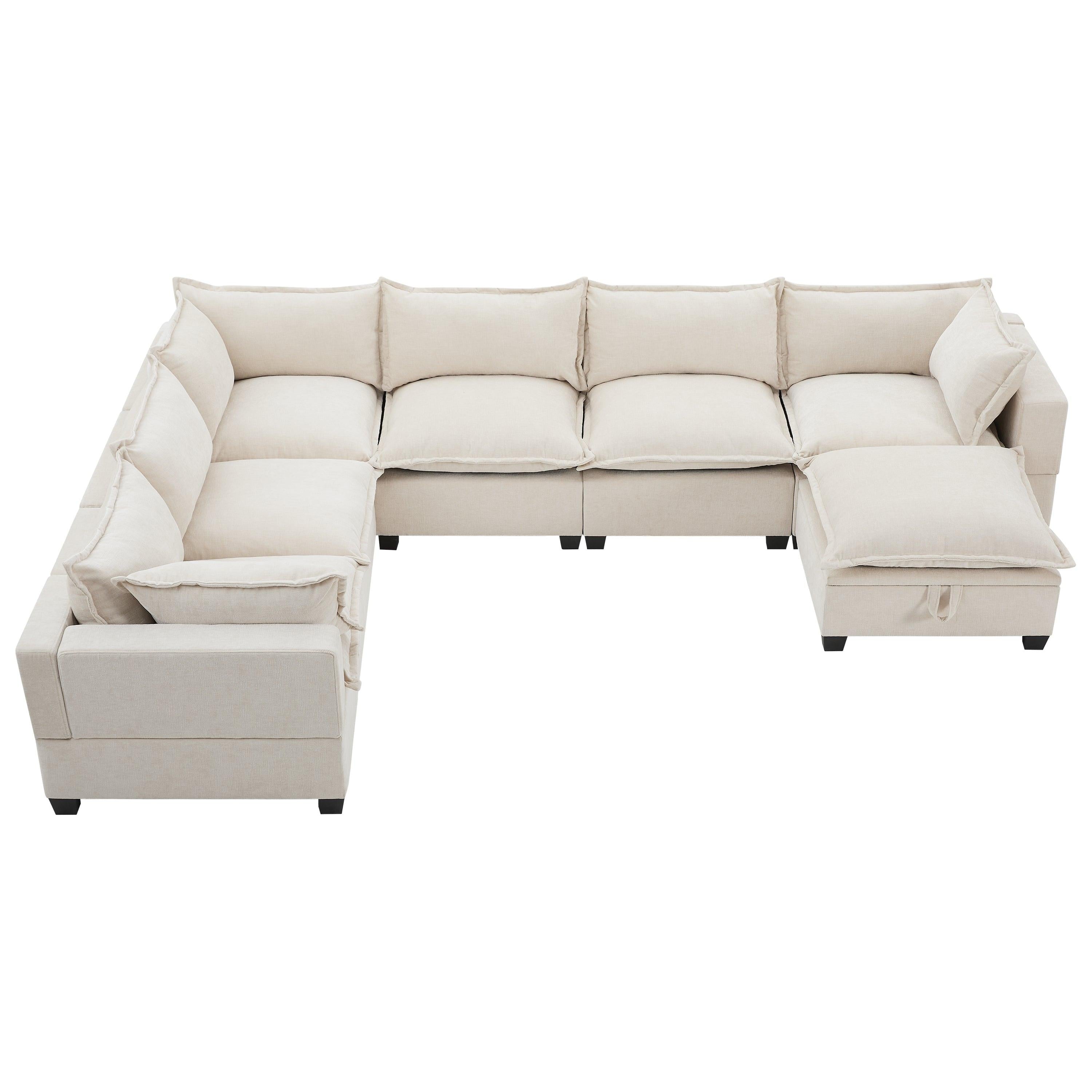 117.5'' Modular Sectional Sofa with Movable Storage Ottoman.