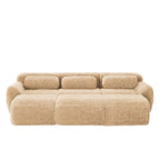 Front view of modular sofa no assembly in soft khaki fabric, highlighting its seamless connection and non-slip design.