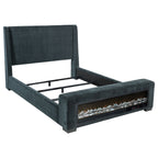 Sebastian Dark Blue Upholstered Queen Bed with Built-in Speakers