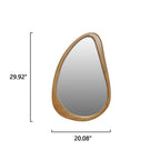 Teardrop Wooden Wall Mirror for Modern Home Decor.