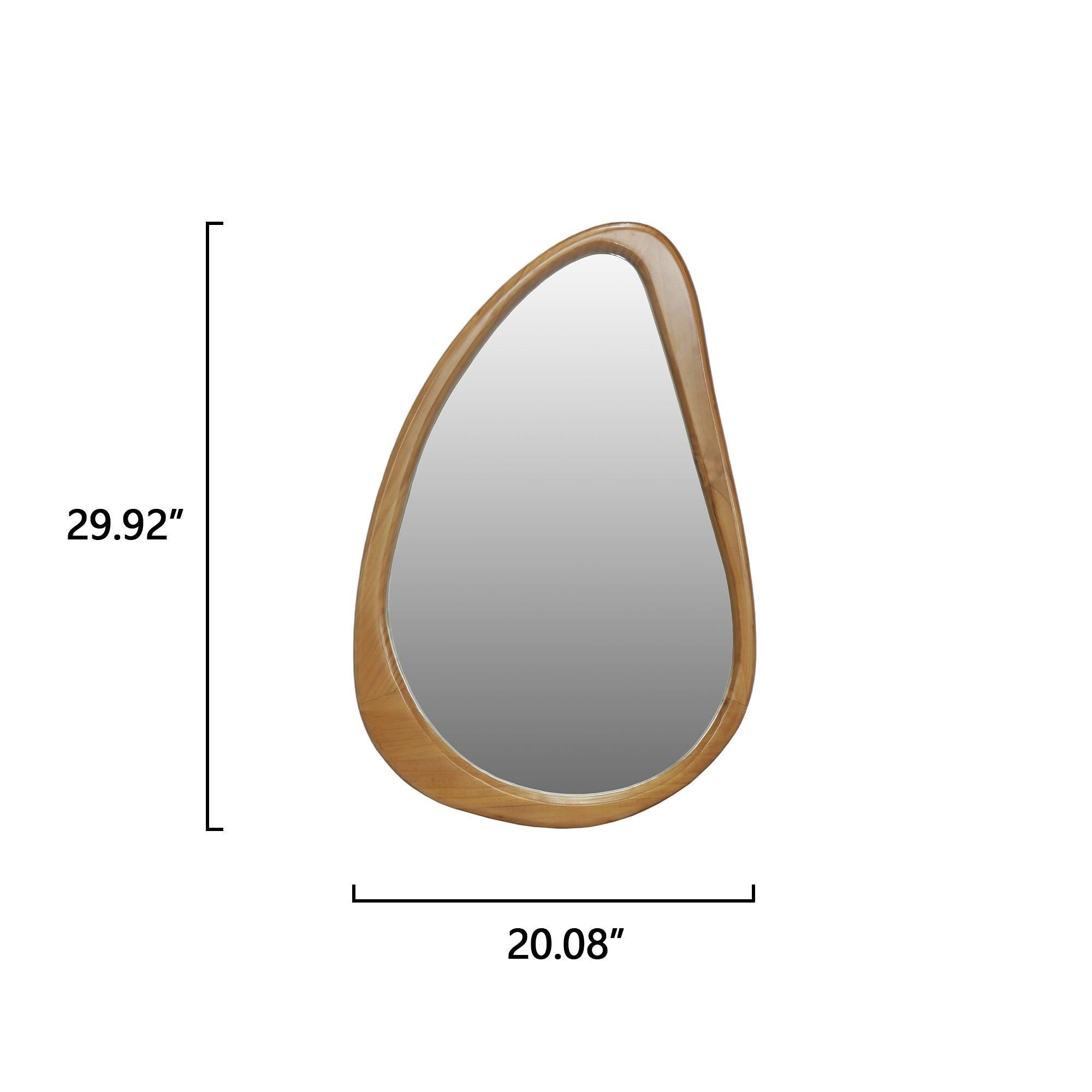 Teardrop Wooden Wall Mirror for Modern Home Decor.