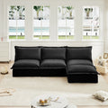 Black Chenille 3 Seater Armless Modular Sectional with Ottoman