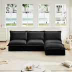 Black Chenille 3 Seater Armless Modular Sectional with Ottoman