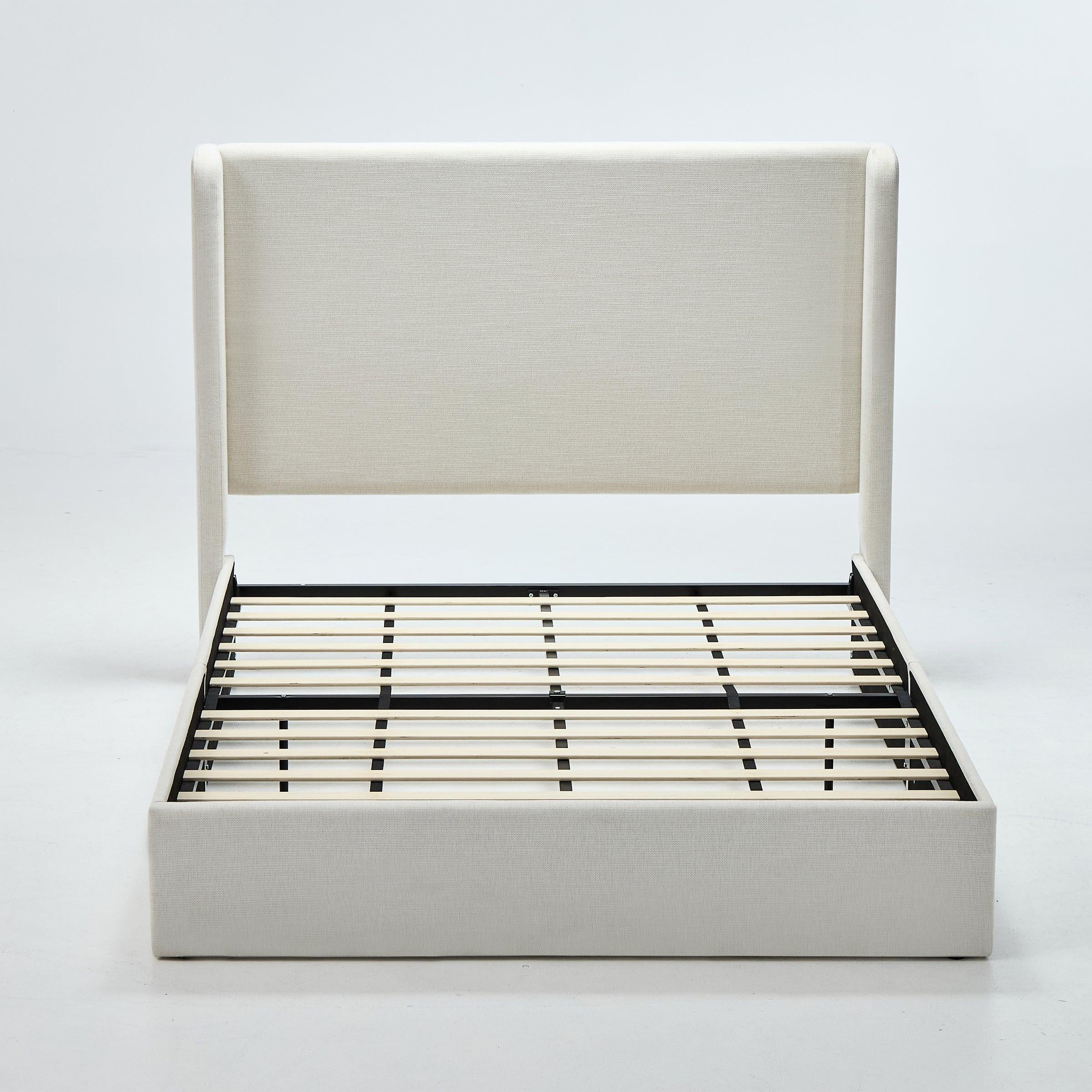 Carmen Upholstered Wingback Bed Frame - Full Size Easy Assembly.