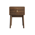 Medieval-Modern Walnut Bedside Table with Metal Handles - 2-Piece Set