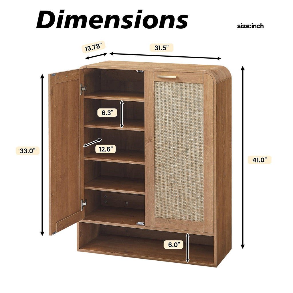 Rattan Shoe Cabinet with 6-Tiers for Shoe Storage.