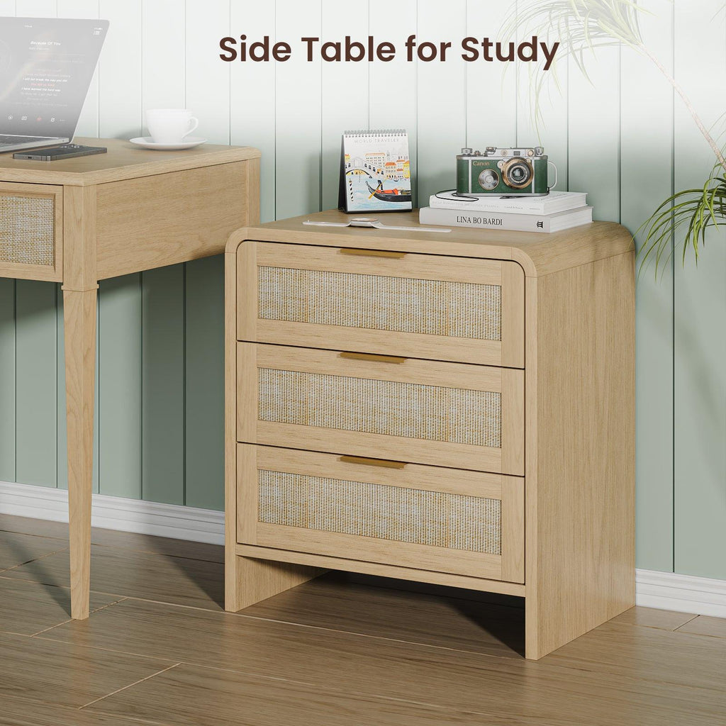 Rattan Nightstand Set of 2 - Modern Bedroom Storage.