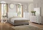 Modern King Size Bed Set with Two Tone Upholstered Headboard.