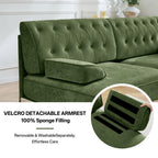 Modular Velvet Sofa in Green with Tassel Skirt.
