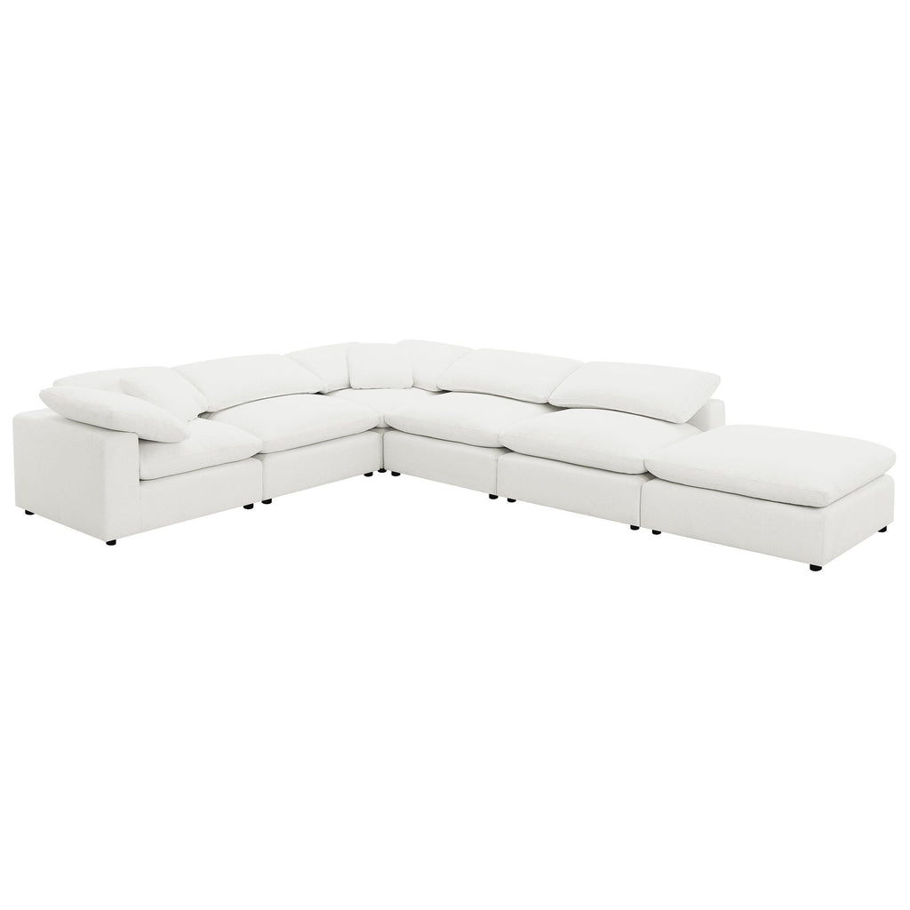 Segoura Ivory Upholstered Modular Sectional with Ottoman.