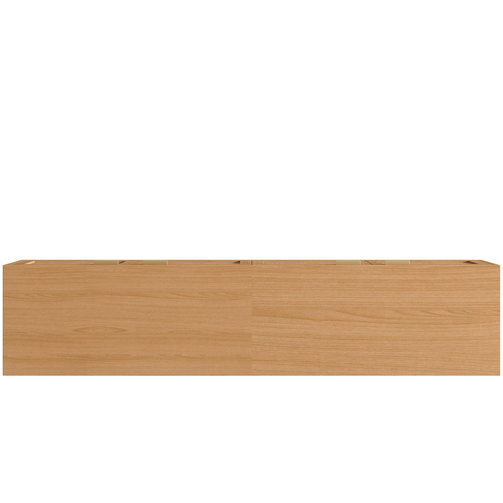 Modern TV Stand with Rattan Doors for 80in TVs.