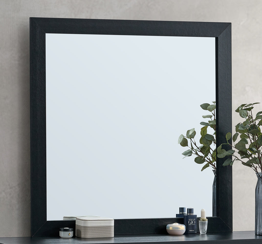 39-Inch Black and Gold Square Wall Mirror with Laminate Finish