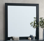 39-Inch Black and Gold Square Wall Mirror with Laminate Finish