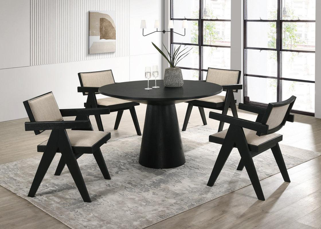 Jacopo 47-Inch Round Dining Set with 4 Arm Chairs.