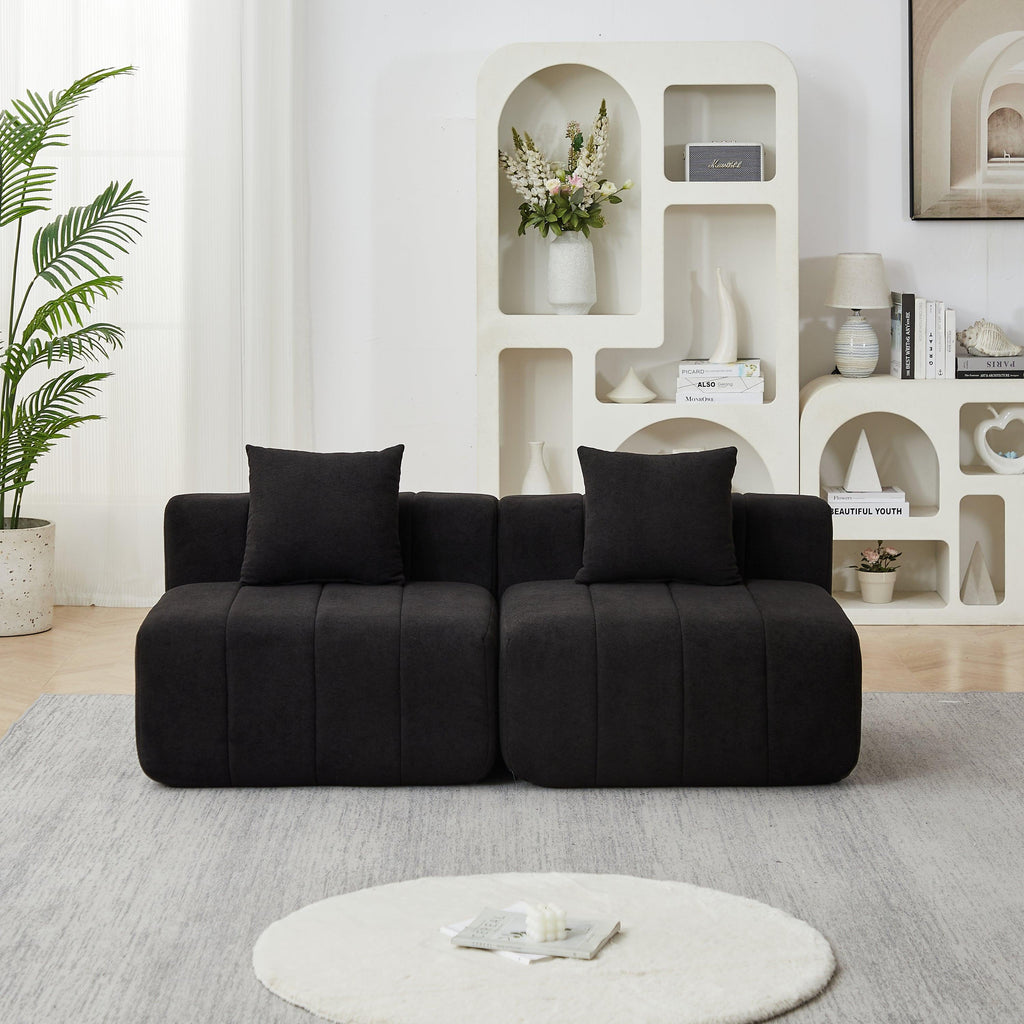 Modular Chenille Sectional Sofa with 2 Pillows.